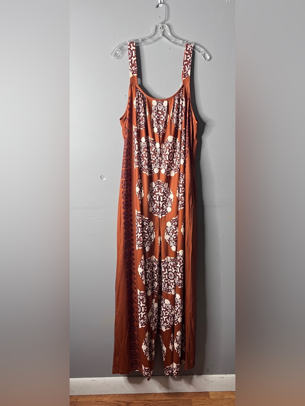 NWOT! BloomChic Rust and White Printed Sleeveless Jumpsuit Size 18-20